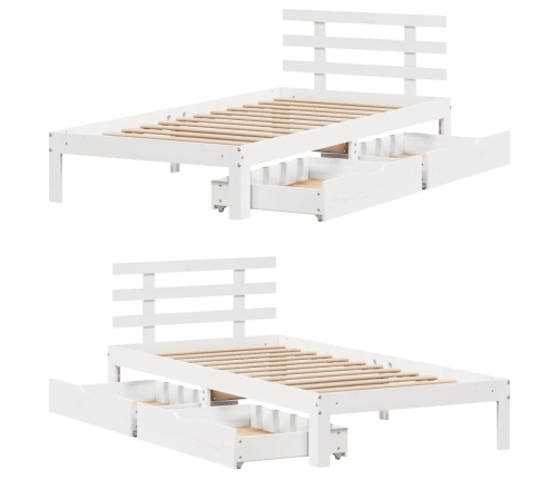 Estructura cama con cajones madera maciza pino blanca 90x190 cm