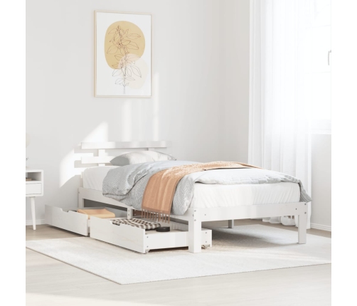 Estructura cama con cajones madera maciza pino blanca 90x190 cm