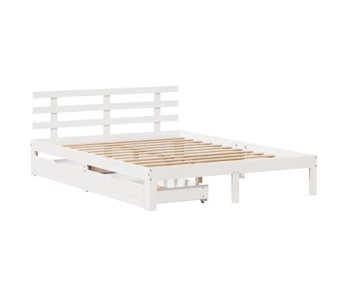 Estructura de cama con cajones madera de pino blanca 135x190 cm