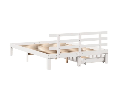 Estructura de cama con cajones madera de pino blanca 135x190 cm