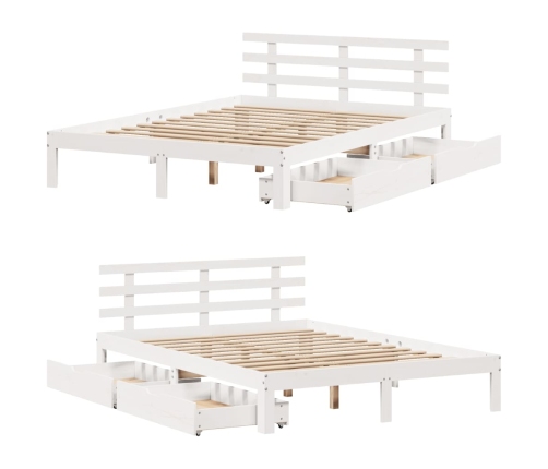 Estructura de cama con cajones madera de pino blanca 135x190 cm