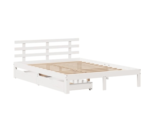 Estructura de cama con cojines madera de pino blanca 140x190 cm