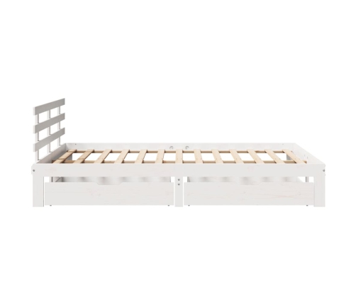 Estructura de cama con cojines madera de pino blanca 140x190 cm