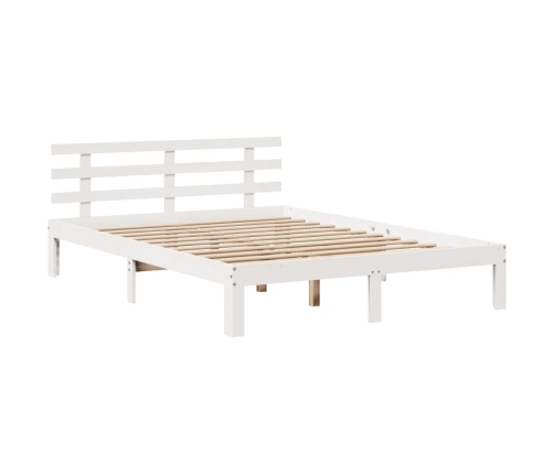 Estructura de cama con cojines madera de pino blanca 140x190 cm