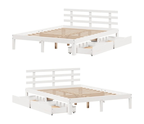 Estructura de cama con cojines madera de pino blanca 140x190 cm