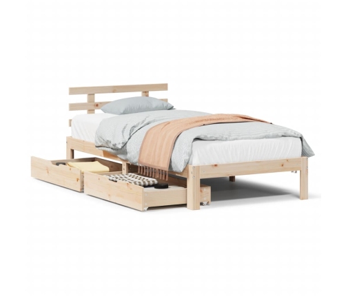 Estructura de cama con cajones madera maciza de pino 90x200 cm