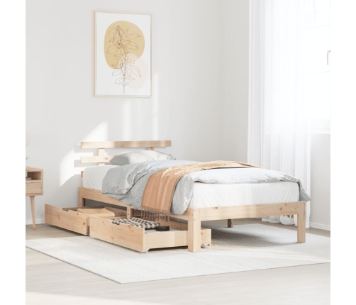 Estructura de cama con cajones madera maciza de pino 90x200 cm