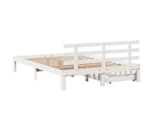 Estructura de cama con cajones madera de pino blanca 140x200 cm