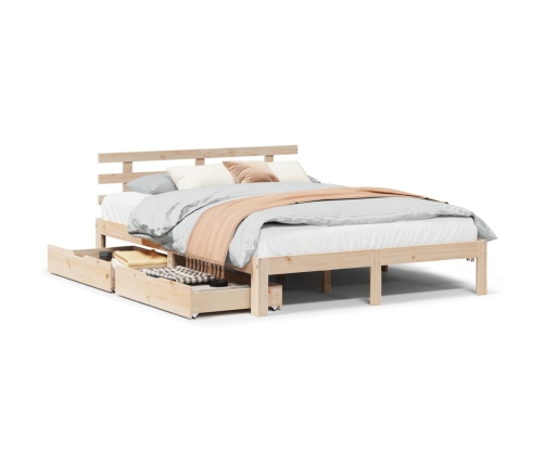 Estructura de cama con cajones madera maciza de pino 150x200cm