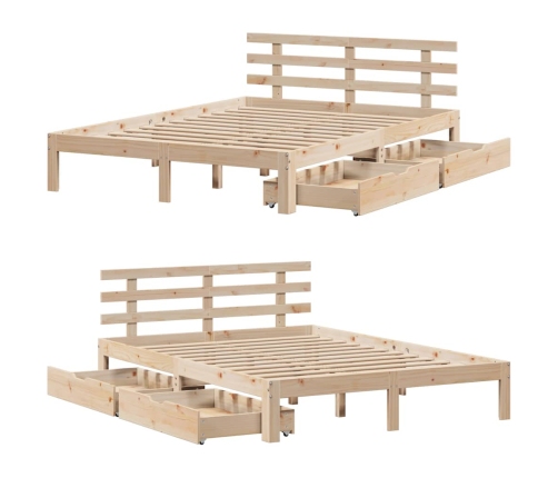 Estructura de cama con cajones madera maciza de pino 150x200cm