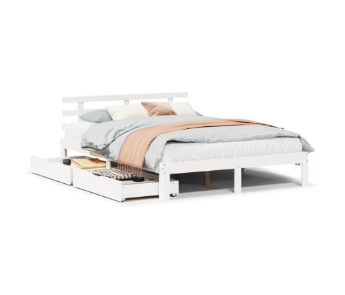 Estructura de cama con cajones madera de pino blanca 150x200cm