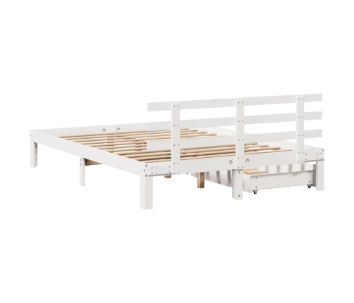 Estructura de cama con cajones madera de pino blanca 150x200cm