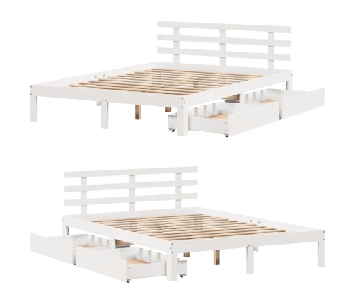 Estructura de cama con cajones madera de pino blanca 150x200cm