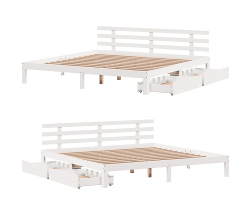 Estructura de cama con cajones madera maciza de pino 200x200 cm