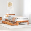 Estructura cama con cajones madera maciza pino marrón 90x190 cm