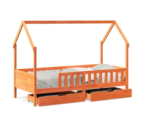 Estructura de cama para niños con cajones madera pino 90x200 cm