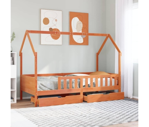 Estructura de cama para niños con cajones madera pino 90x200 cm