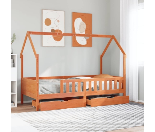 Estructura de cama para niños con cajones madera pino 80x200 cm