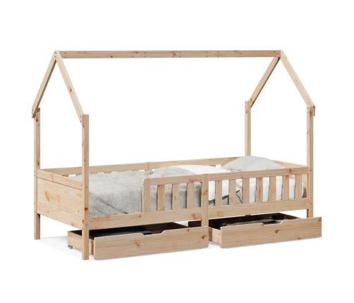 Estructura de cama infantil con cajones madera pino 90x190 cm