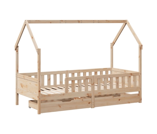 Estructura de cama infantil con cajones madera pino 90x190 cm