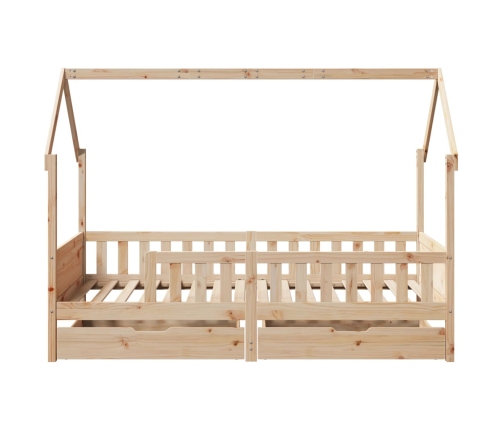 Estructura de cama infantil con cajones madera pino 90x190 cm