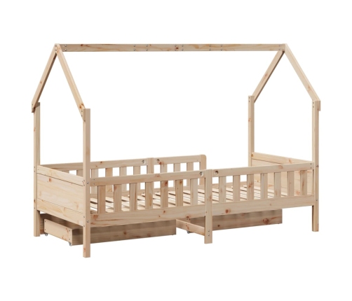 Estructura de cama infantil con cajones madera pino 90x190 cm