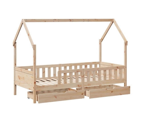 Estructura de cama infantil con cajones madera pino 90x190 cm