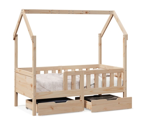 Estructura de cama infantil con cajones madera de pino 80x160cm