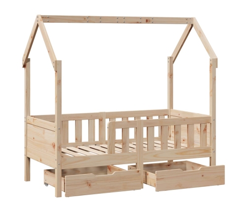 Estructura de cama infantil con cajones madera de pino 80x160cm