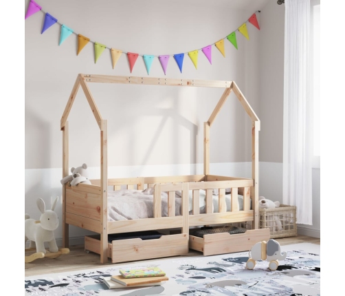 Estructura de cama infantil con cajones madera de pino 80x160cm