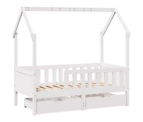 Estructura de cama para niños con cajones madera pino 70x140 cm