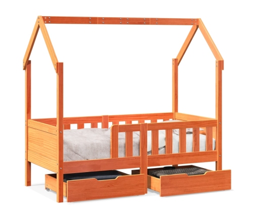 Estructura de cama para niños con cajones madera pino 70x140 cm