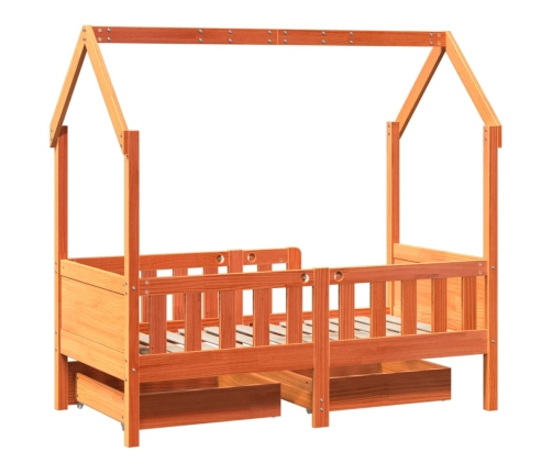 Estructura de cama para niños con cajones madera pino 70x140 cm