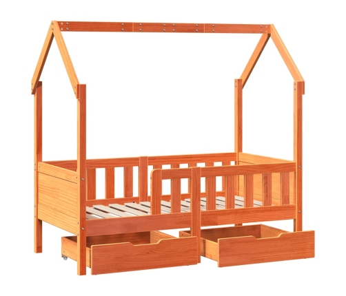 Estructura de cama para niños con cajones madera pino 70x140 cm