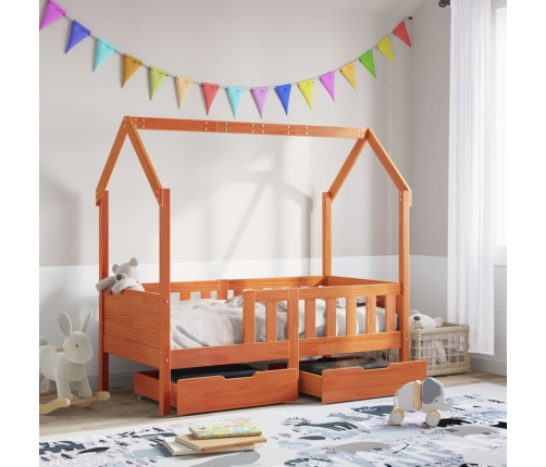 Estructura de cama para niños con cajones madera pino 70x140 cm