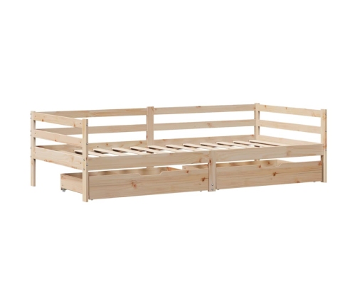 Sofá cama con cajones madera maciza de pino 90x200 cm