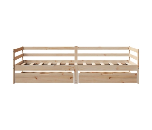 Sofá cama con cajones madera maciza de pino 90x200 cm