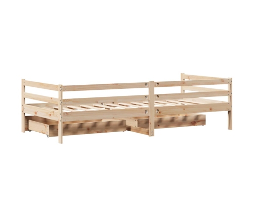 Sofá cama con cajones madera maciza de pino 90x200 cm