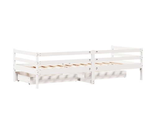 Sofá cama con cajones madera maciza de pino blanco 90x200 cm