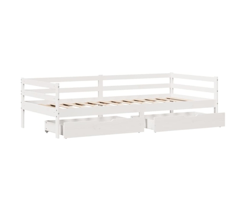 Sofá cama con cajones madera maciza de pino blanco 90x200 cm