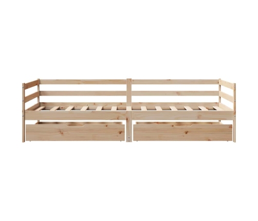 Sofá cama con cajones madera maciza de pino 80x200 cm