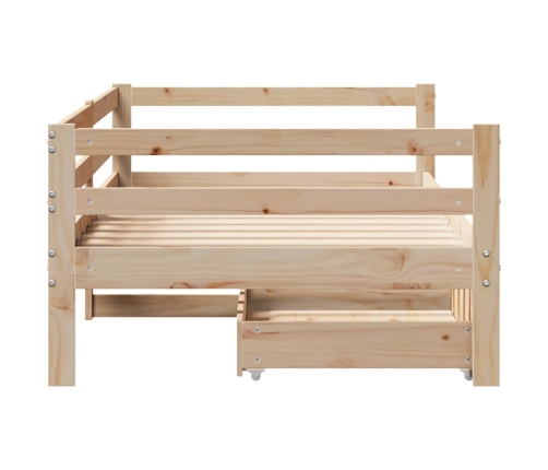 Sofá cama con cajones madera maciza de pino 80x200 cm