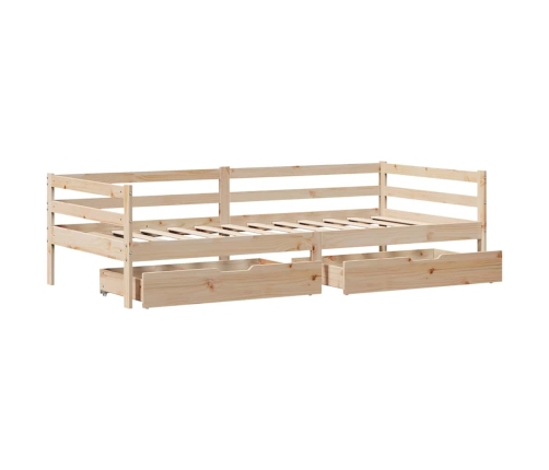 Sofá cama con cajones madera maciza de pino 80x200 cm