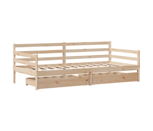 Sofá cama con cajones madera maciza de pino 90x200 cm