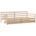 Sofá cama con cajones madera maciza de pino 90x200 cm