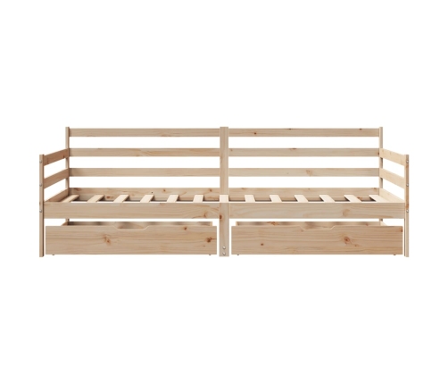 Sofá cama con cajones madera maciza de pino 90x200 cm