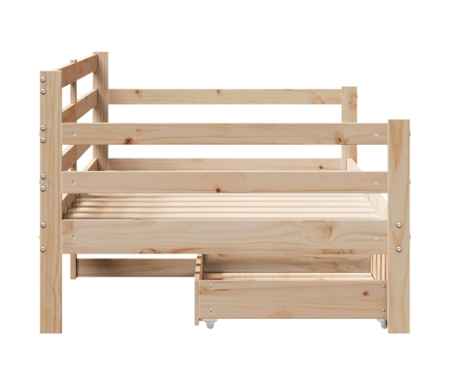 Sofá cama con cajones madera maciza de pino 90x200 cm