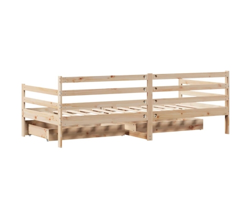 Sofá cama con cajones madera maciza de pino 90x200 cm