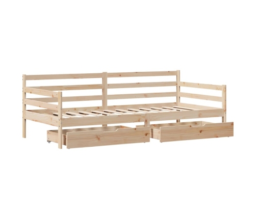 Sofá cama con cajones madera maciza de pino 90x200 cm