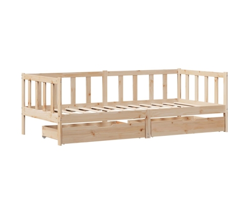 Sofá cama con cajones madera maciza de pino 90x200 cm